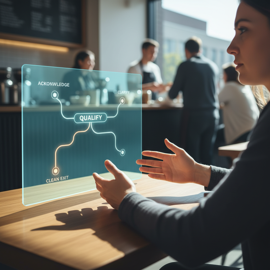 Diagram-style image showing sales qualification and objection handling