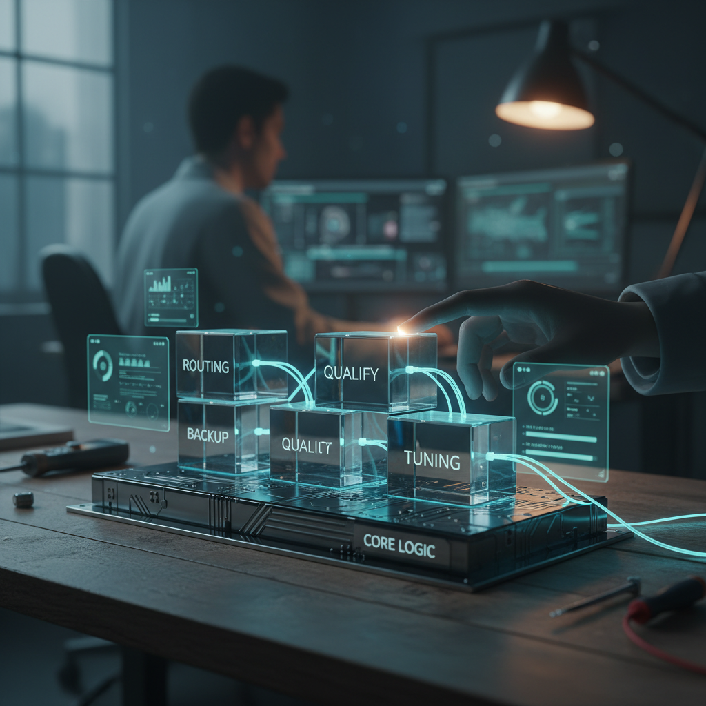 Diagram-style image showing the path from building to packaging an offer