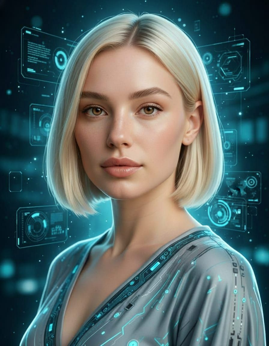 Homepage portrait, woman with soft halo lighting